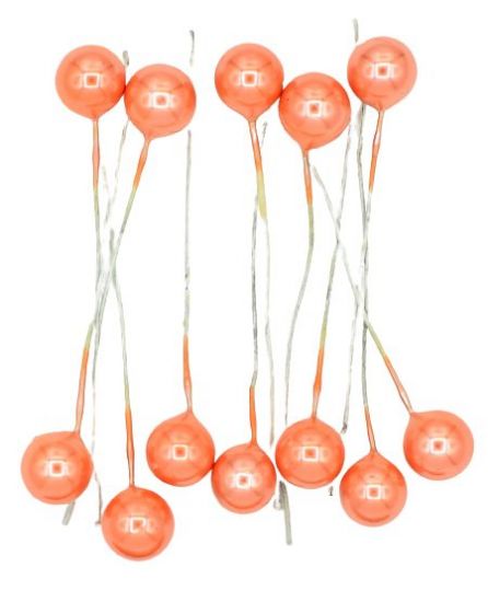 Set 12 stamine rotunde metalizate, 1 cm - Salmon