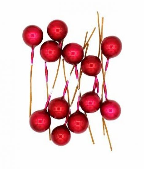 Set 12 stamine rotunde metalizate, 1 cm- Red