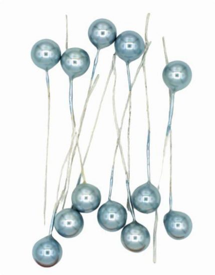 Set 12 stamine rotunde metalizate, 1 cm - Petrol Blue
