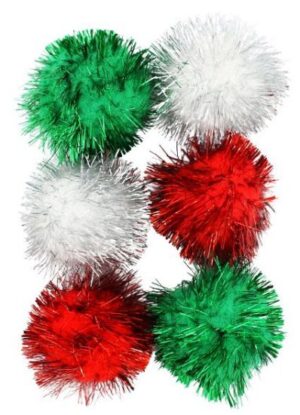 Set 6 pompoane acrilice culori metalizate 3,5 cm - Christmas