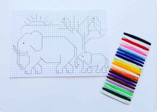 Set hobby cu ate pentru cusut - Elefanti