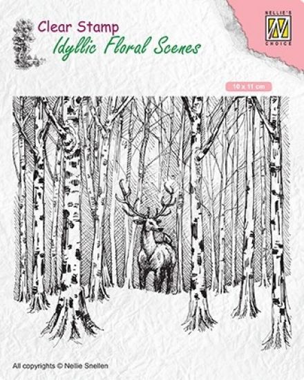 Stampila din silicon Idyllic Floral Scenes - Deer in forest