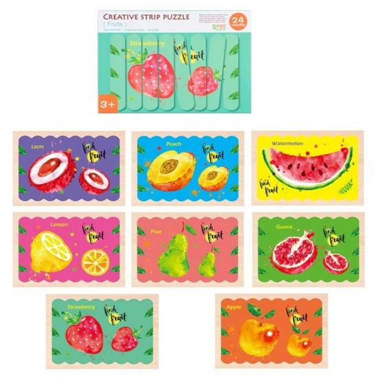 Puzzle cu betisoare - Creative Strip Puzzle Fruits