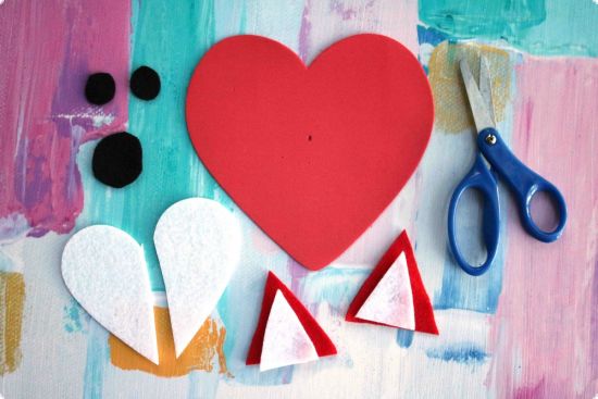 Inima din spuma, cu adeziv - Rosu 22