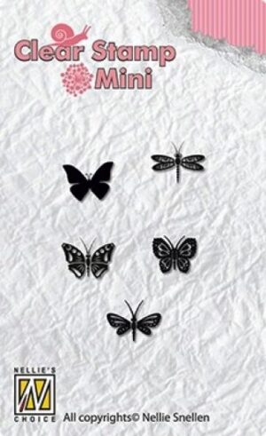 Set 5 mini-stampile din silicon - Butterflies