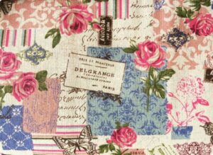 Metraj din bumbac imprimat, 100 x 75 cm - Delgrange Roses