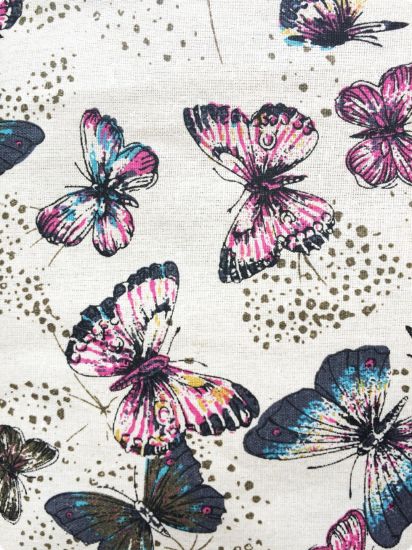 Metraj din bumbac imprimat, 100 x 75 cm - Colorful Butterflies