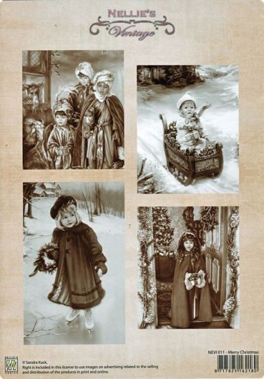 Coala hartie A4 lucioasa imprimata - Vintage Christmas - Merry Christmas