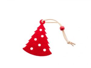 Decoratiune din fetru rosu - Christmas Tree with Ornaments