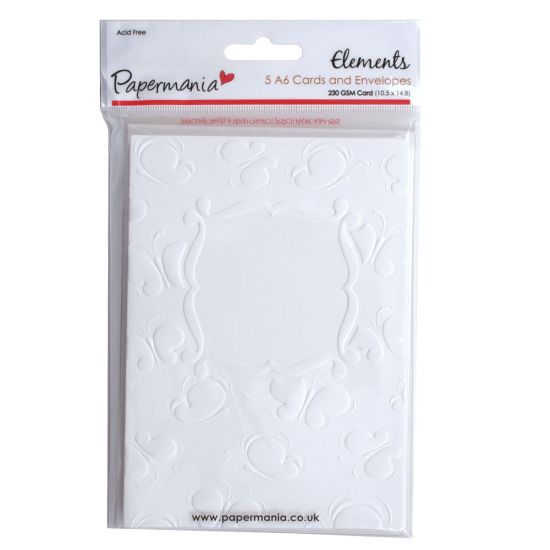 Set 5 felicitari blank embosate si 5 plicuri - fluturi diversi