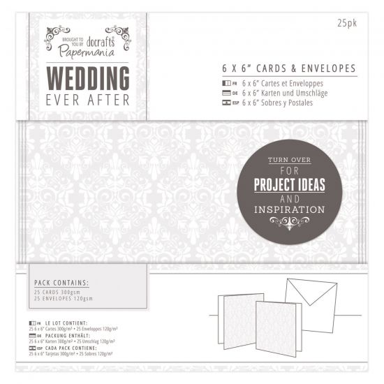 Set 25 invitatii cu model imprimat si plicuri - colectia Wedding - Damask