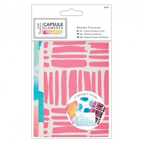 Set 6 carti postale din lemn imprimat - colectia Capsule Elements Pigment
