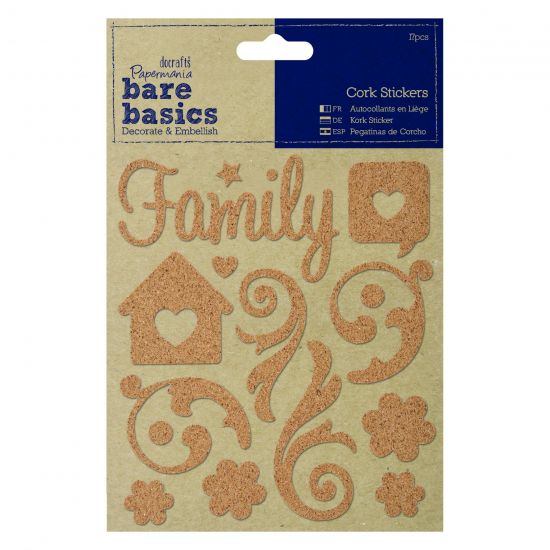 Set 16 piese decorative autoadezive din pluta - Family Swirls
