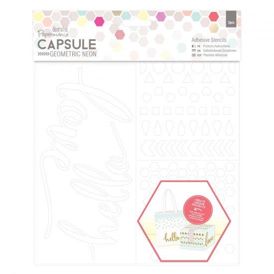 Set 3 sabloane bricolaj - colectia Capsule - Geometric Mono - Hexagons