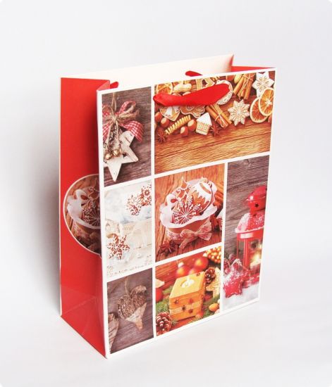 Punga cadouri rosie turta dulce in cutie - 23 x 18 x 8 cm
