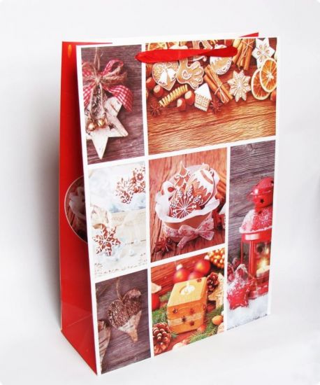 Punga cadouri rosie turta dulce in cutie - 56 x 40 x 13 cm