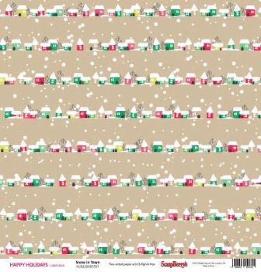Coala hartie cu 2 fete diferit imprimate, 30,5 x 30,5 cm - Happy Holiday Snow in Town