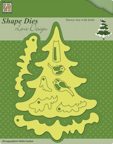 Set 9 matrite Lene Design - Snowy tree and birds