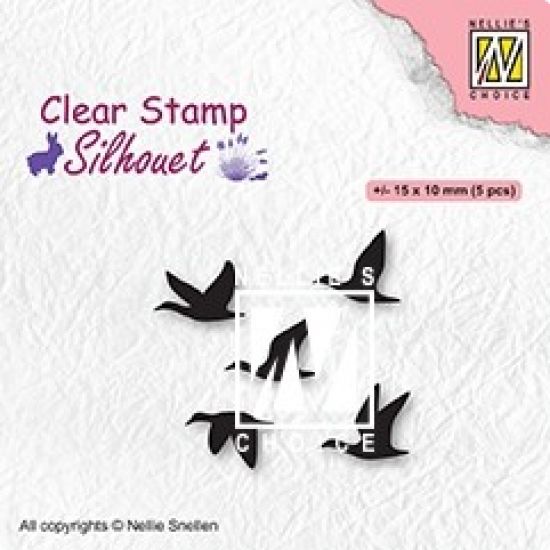 Set 5 stampile din silicon - Silhouette - Flying birds