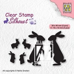 Set 6 stampile din silicon - Silhouette - Rabbits