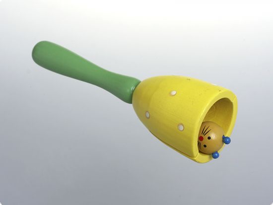Instrument muzical clopotel cu maner verde - Pisica