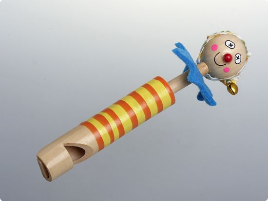 Instrument muzical fluier clown - Galben cu dungi orange