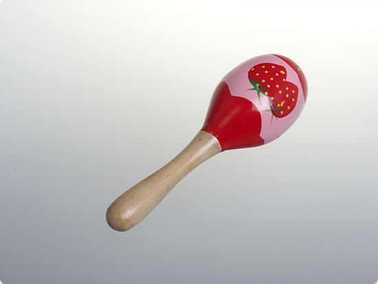 Instrument muzical maracas mic - Roz cu rosu - Capsune