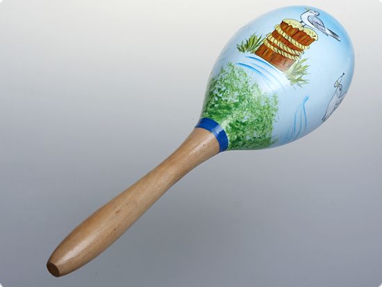 Instrument muzical maracas mare albastru cuib cu pasare