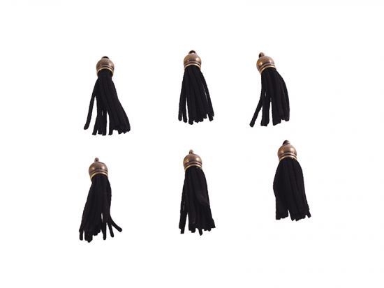 Set 6 ciucuri piele artificiala 5,5 cm - Negru