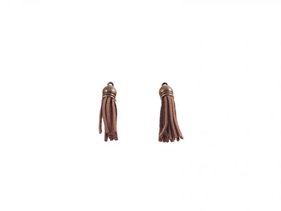 Set 2 ciucuri piele artificiala 5,5 cm - Natur