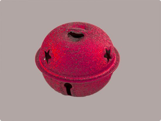 Clopotel din metal capsulat cu stelute, vopsea structura - rosu