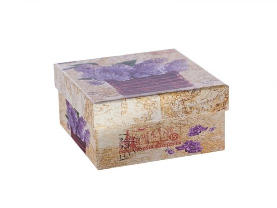Cutie cadou patrata - Cos cu liliac 13 cm