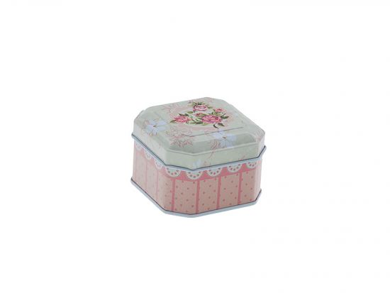 Cutie octogonala din metal - Roses Bouquet/ Somon and Pink