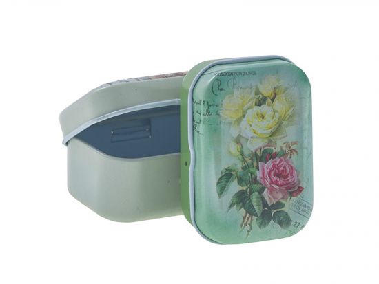 Cutie dreptunghiulara din metal cu balama - Flowers