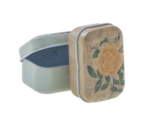 Cutie dreptunghiulara din metal cu balama - Flowers