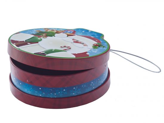 Cutie din metal embosat tip glob cu agatatoare - Santa