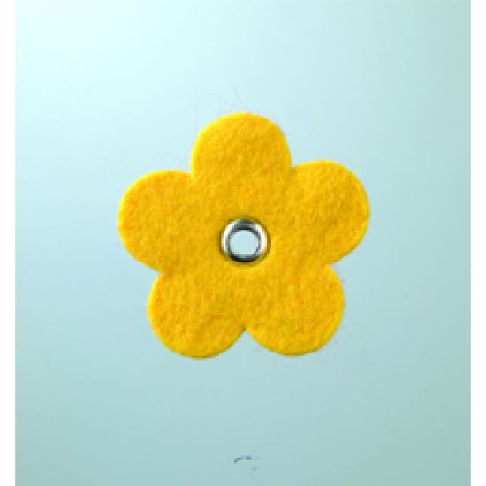 Set 12 flori din fetru cu capsa, 3 cm - Yellow