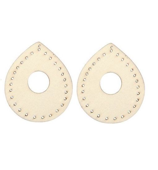 Set 2 forme lemn natur margine perforata - Sewing Ornament Drop