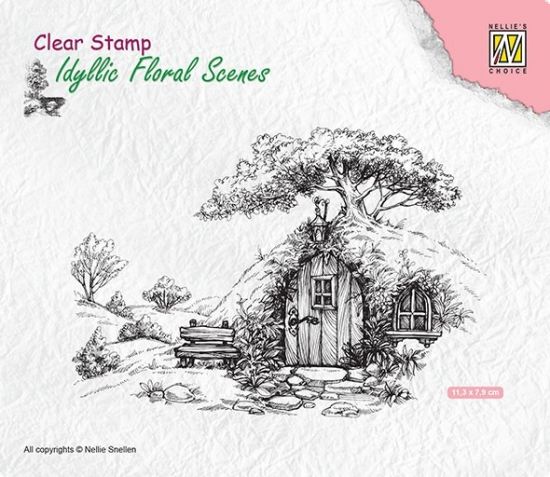 Stampila din silicon Idyllic Floral Scenes with old house