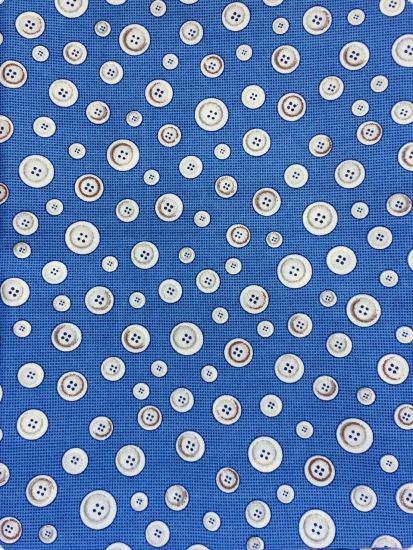Metraj sintetic imprimat cu nasturi pe caroiaj, 100 x 75 cm -Navi Blue