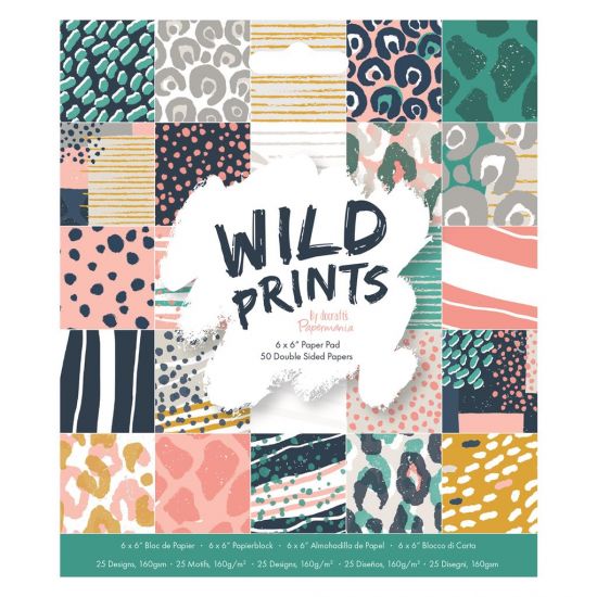 Set 50 hartii imprimate pe ambele parti, 15,2 x 15,2 cm - Wild Prints