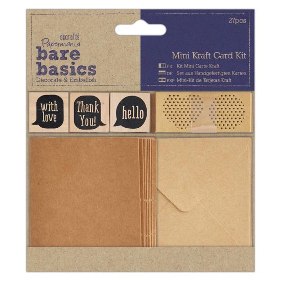 Set creativ cu stampile si felicitari - Mini Kraft Card Kit