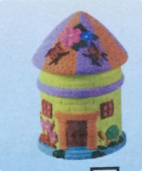 Pusculita din ceramica - casa cu carabusi si flori