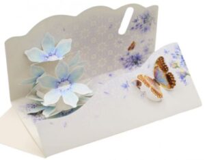 Felicitare 3D cu plic, model cu flori si sclipici - 10 B 03 - Floricele albastre