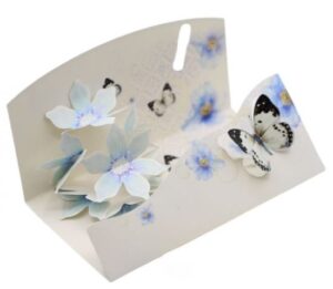 Felicitare 3D cu plic, model cu flori si sclipici - 10 B 05 - Albastrele