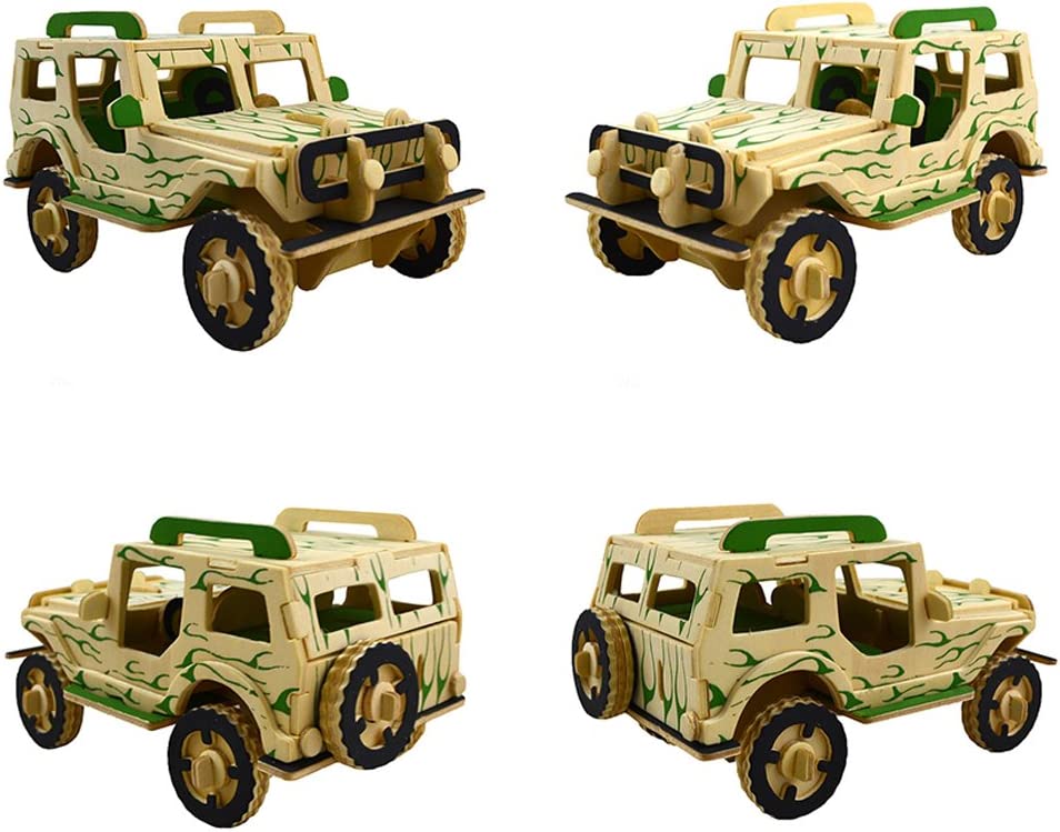 Puzzle constructie 3D, din lemn, masina Off Road Jeep