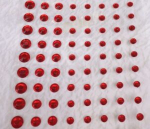 Set 128 cristale de 3 mm, 4 mm, 5 mm, autoadezive - Christmas Red