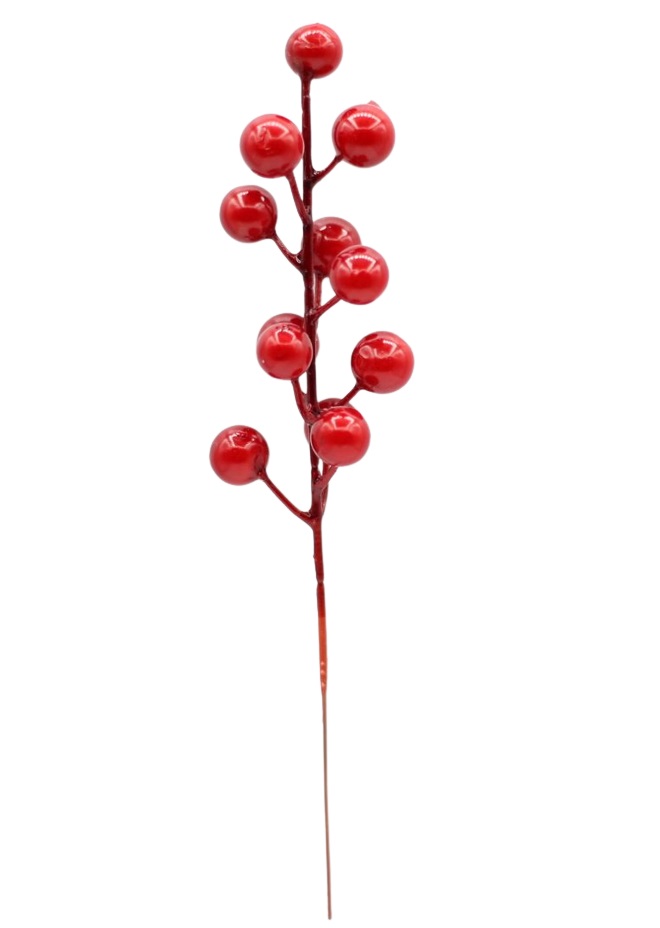 Crenguta artificiala decorativa Craciun cu 12 scoruse rosii