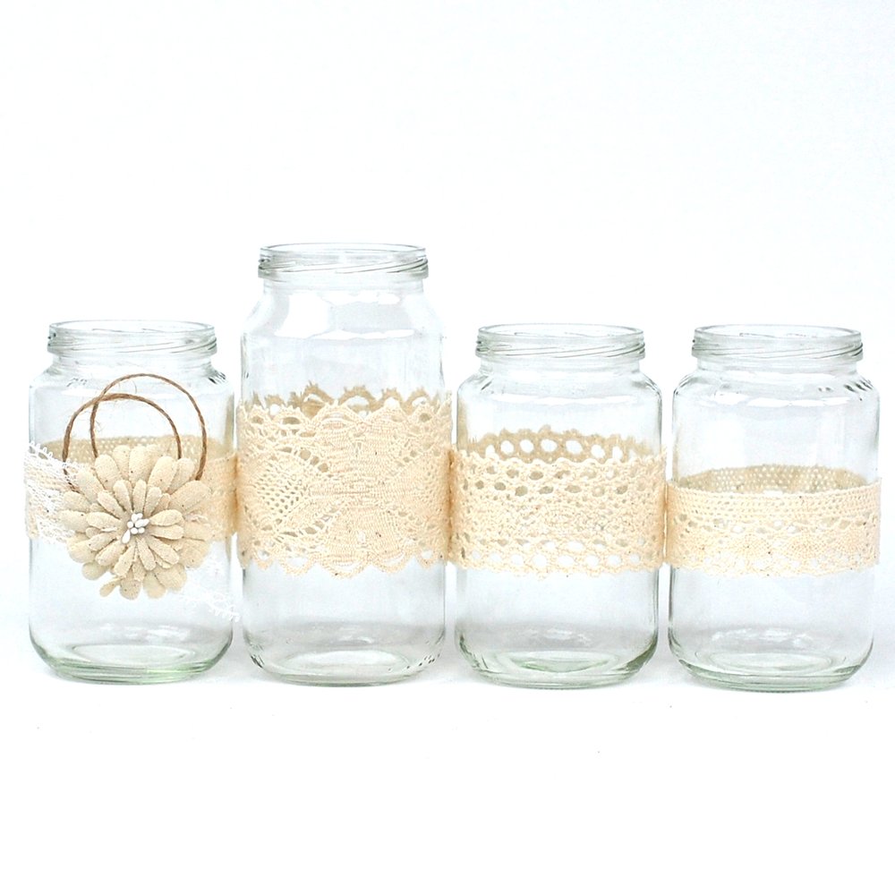 Set panglici din bumbac, dantela, 3 x 1m