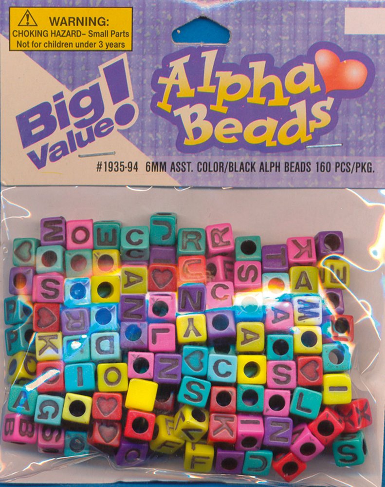 Set 160 margele Darice cu litere, cuburi din plastic, Alphabet Beads